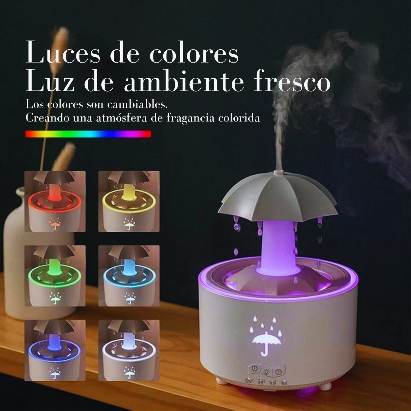 Umbrella humidifier with rain effect