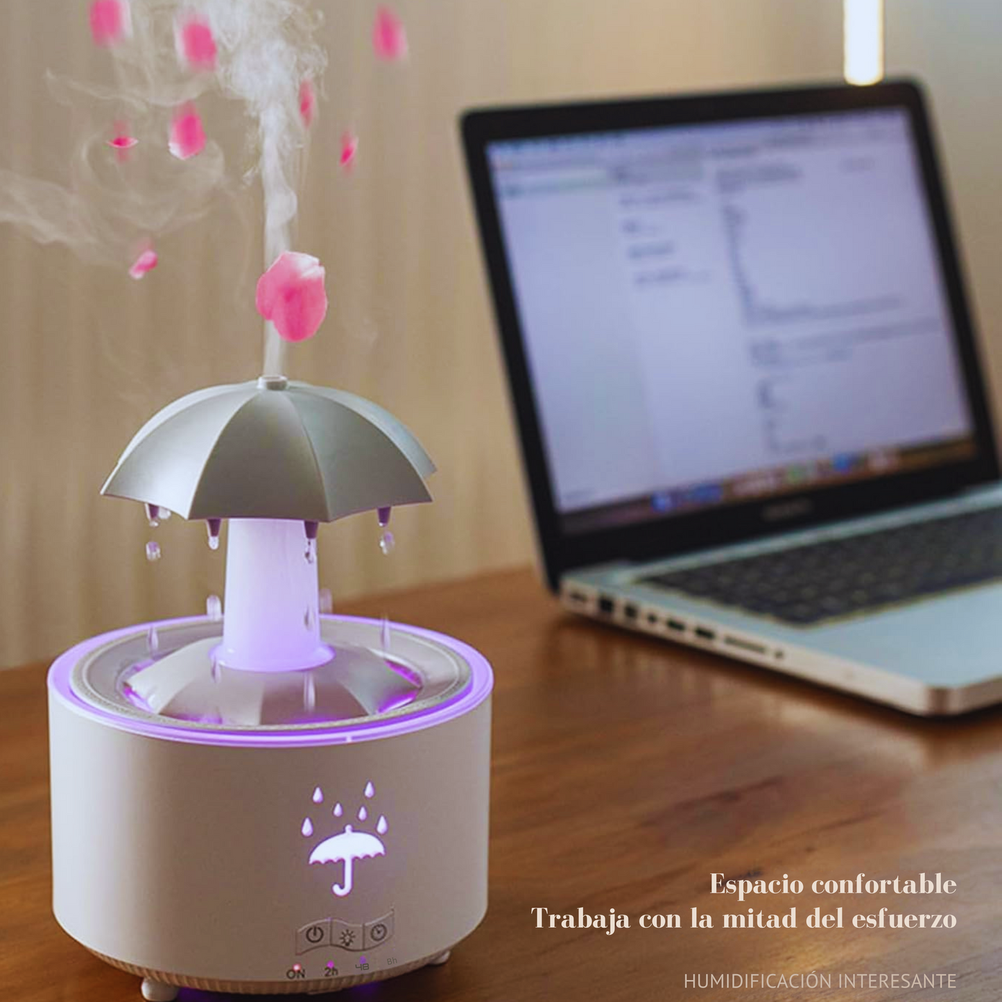 Umbrella humidifier with rain effect